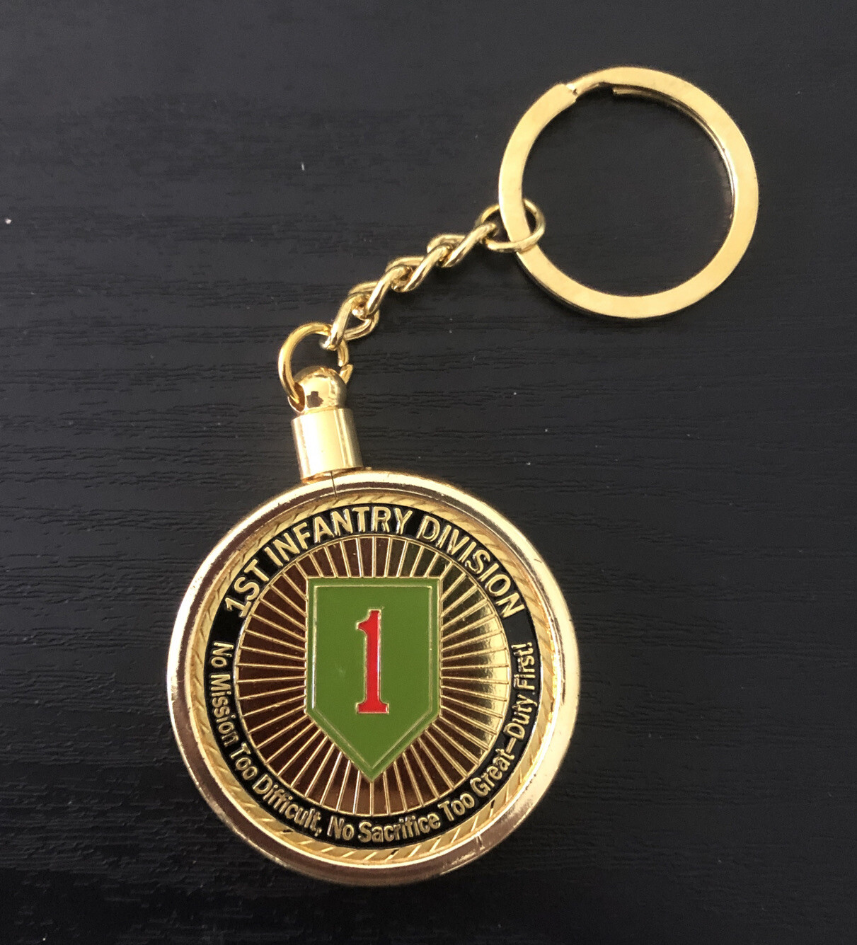 US Army 1 First Infantry Division ID Big Red One challenge Coin Key Chain Fast