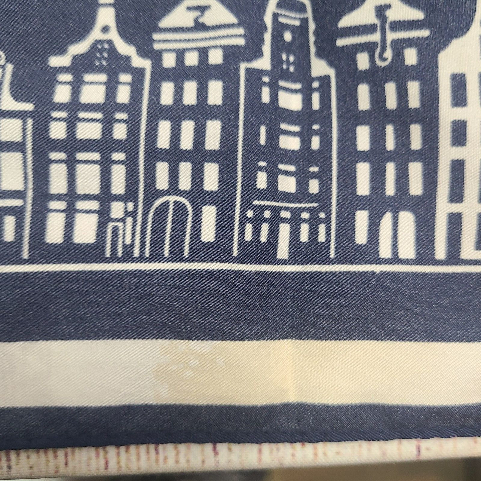 Amsterdam Square Scarf Women's Navy Blue White 30" x 31" Polyester Flaw