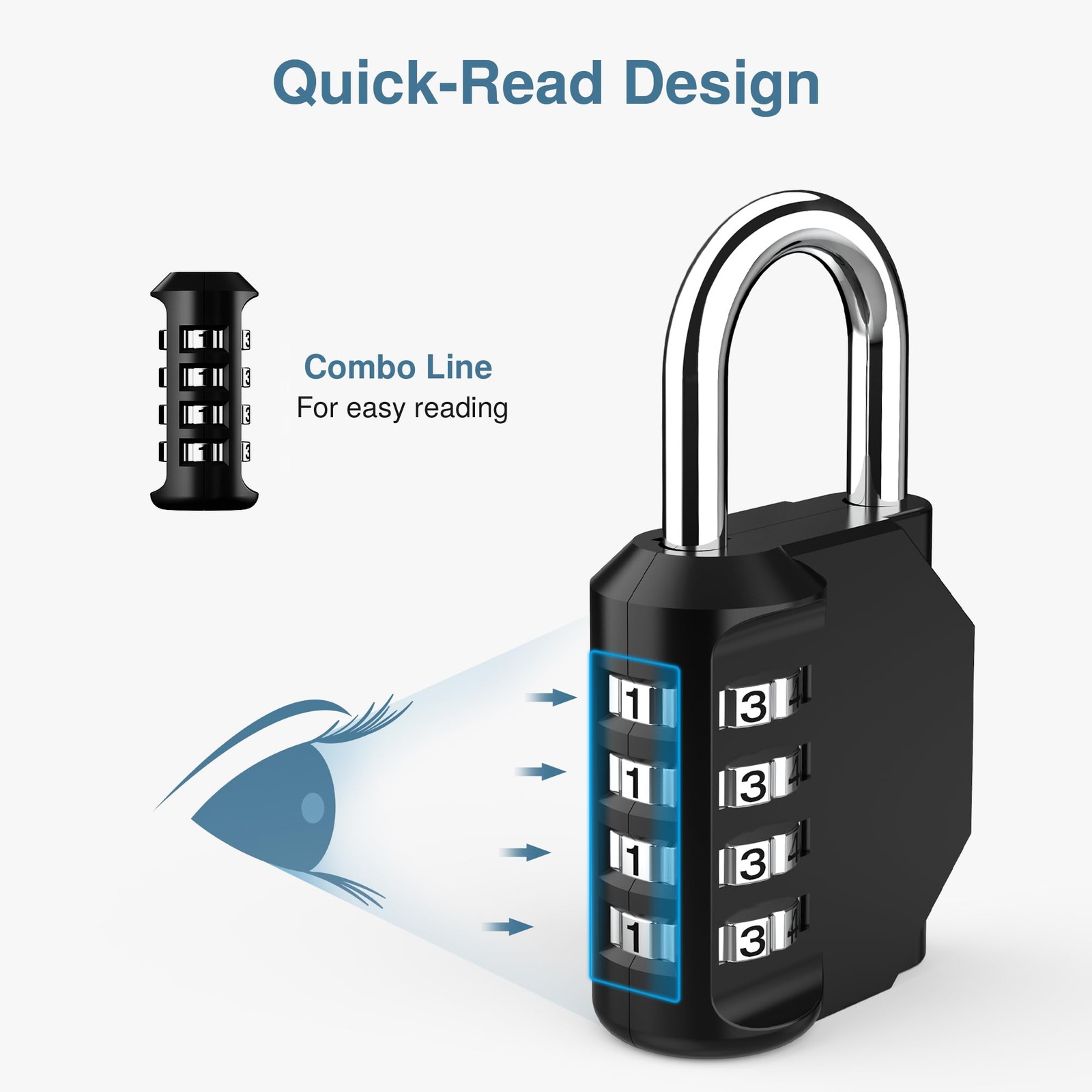 Puroma 1 Pack Combination Lock Locker 4 Digits Combo Padlock Medium, Black