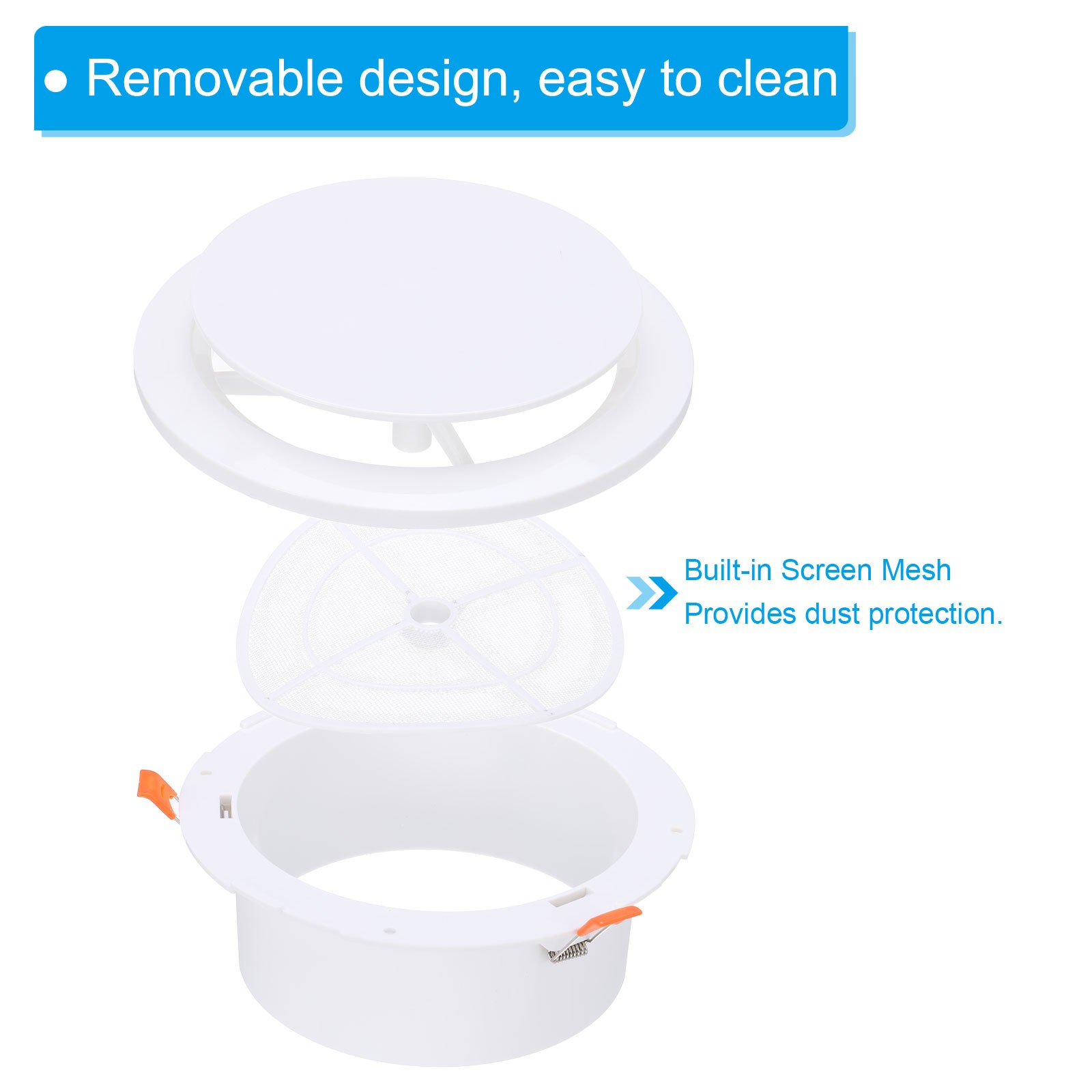 6 Inch Spring Round Air Vent, Adjustable Air Diffuser with Screen Mesh, White