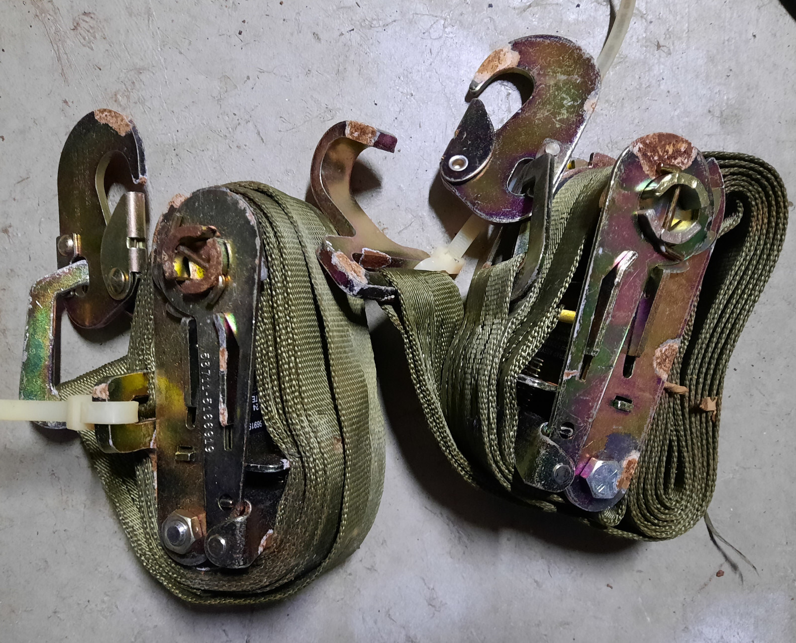 Pair of Heavy Duty Military Ratchet Straps 10’ Surplus Tie Downs