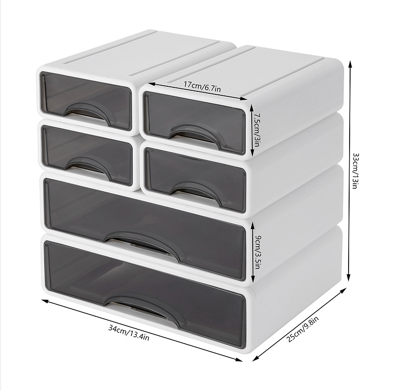 13.4*9.8*13 in PP Rectangular Desktop Organizer Office 6-drawer Organizer