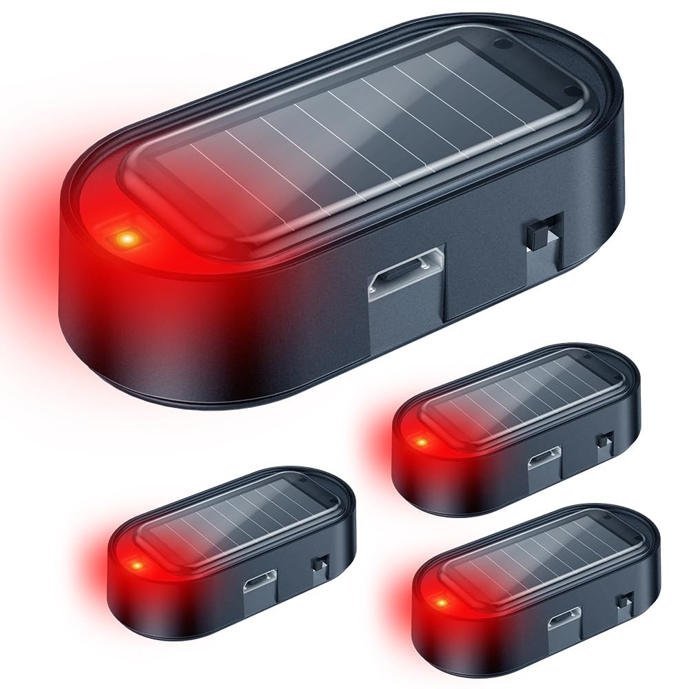 SolarPowered Dummy Car Alarm with LED Flashing Light 4PCS Security