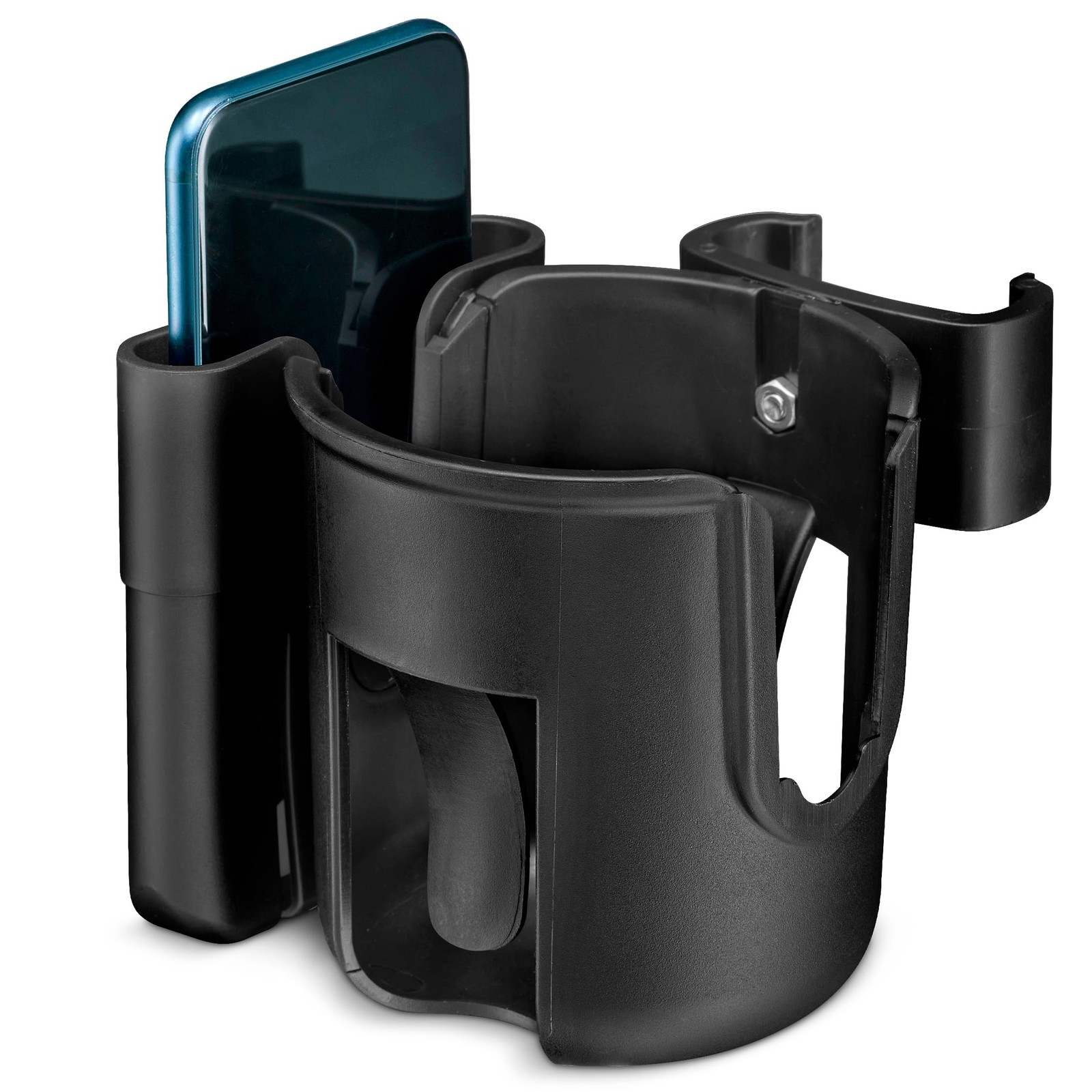 Clip-On Walker Cup and Phone Holder – Only Designed to be Compatible Black