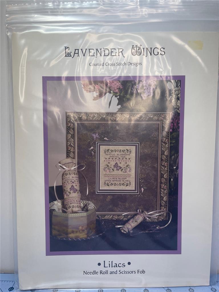 LAVENDER WINGS Counted Cross Stitch Leaflet + FABRIC - LILACS