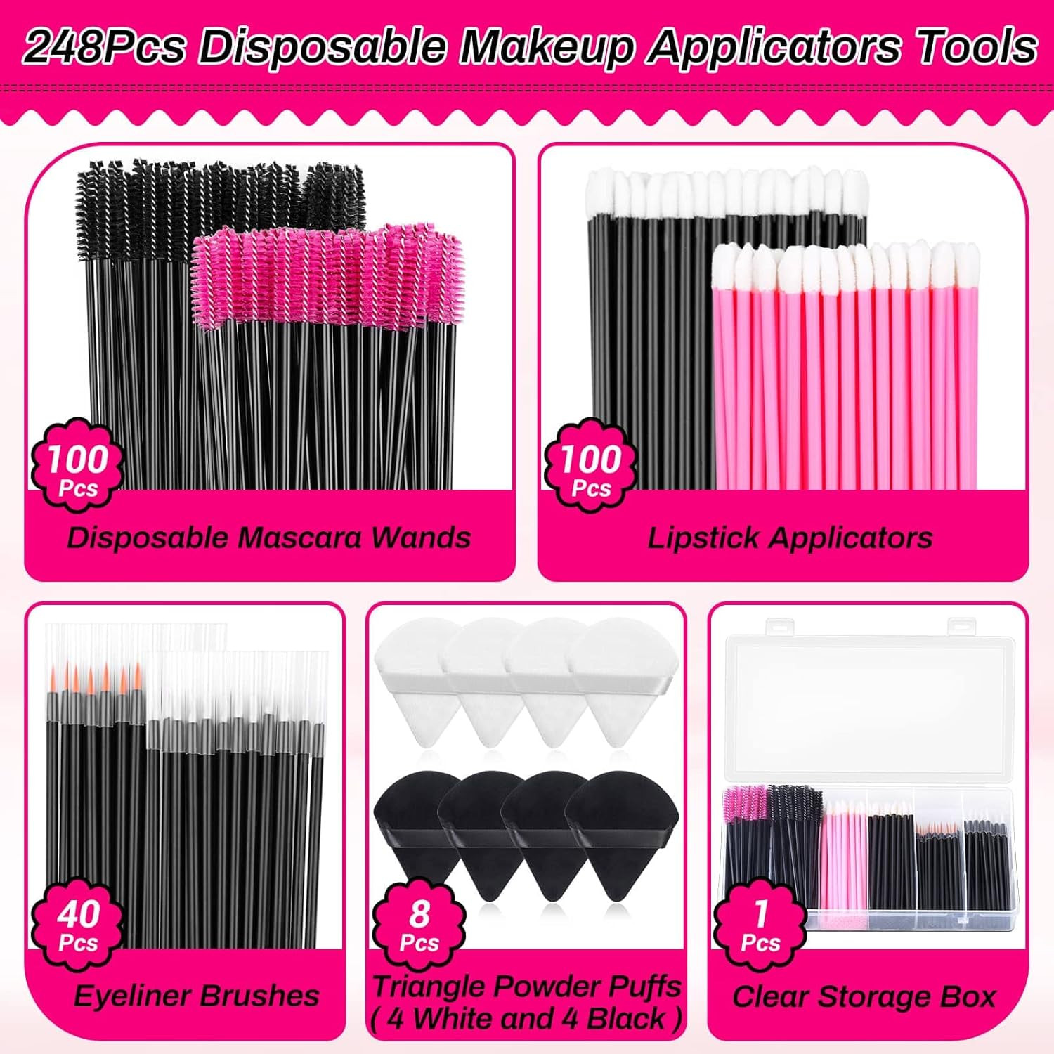 Disposable Makeup Accessories with Makeup Applicators Triangle Makeup Puffs, Mas