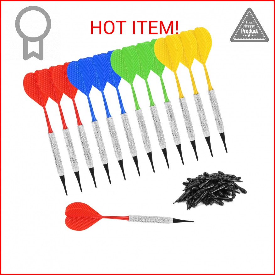 Accmor 12 Pack Soft Tip Darts, Bar Dart, Plastic Tip Darts Set, Attach Extra 100
