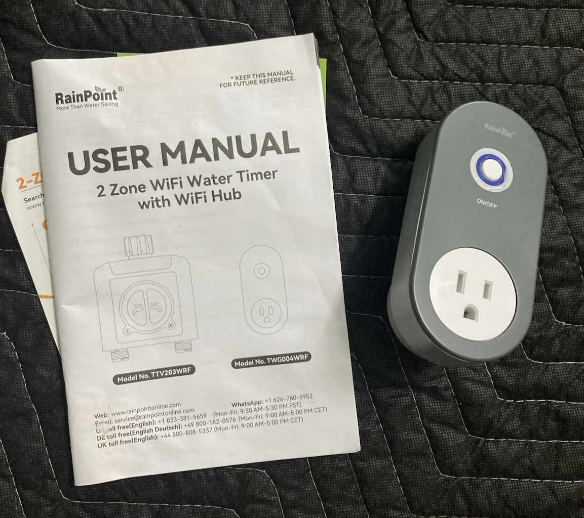 RainPoint 2-Zone WiFi Water Timer With Wifi Hub Socket