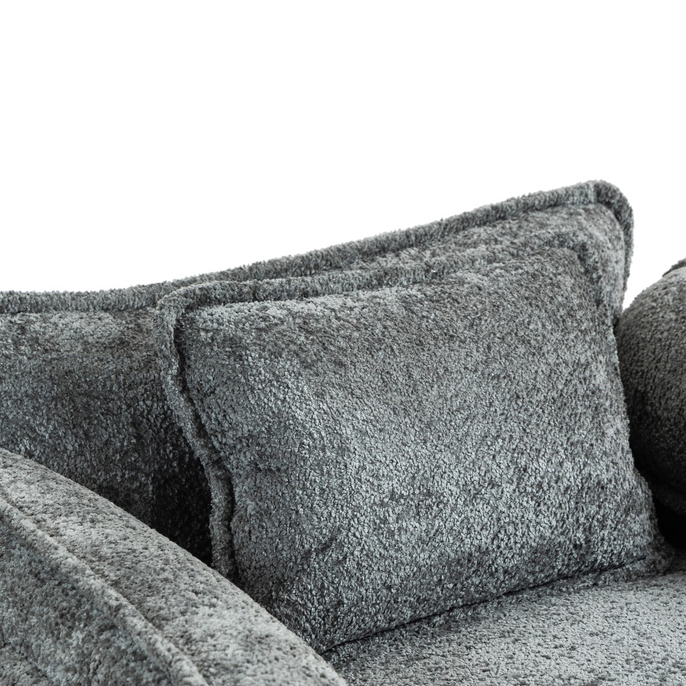 Oversized Boucle Sofa Bed – Portable Ottoman, Wider Seat,Deep Cushions,DARK GREY