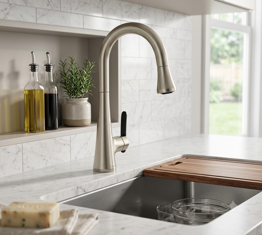 Moen Sinema S6235SRS Bar Faucet Spot Resist Stainless Pulldown High Arc