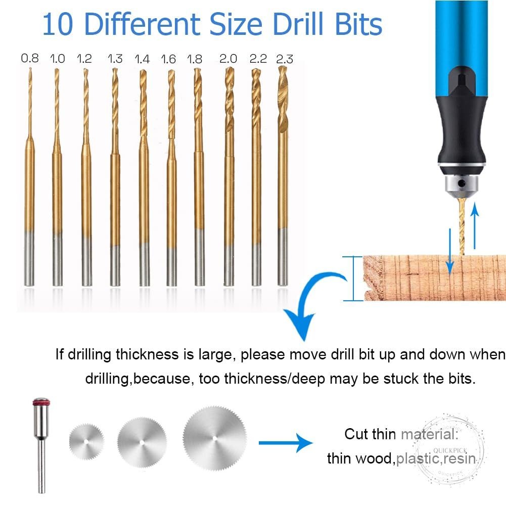 3-Speed Cordless Mini Drill Pen With 10 Small Drill Bits,Rechargeable Electric