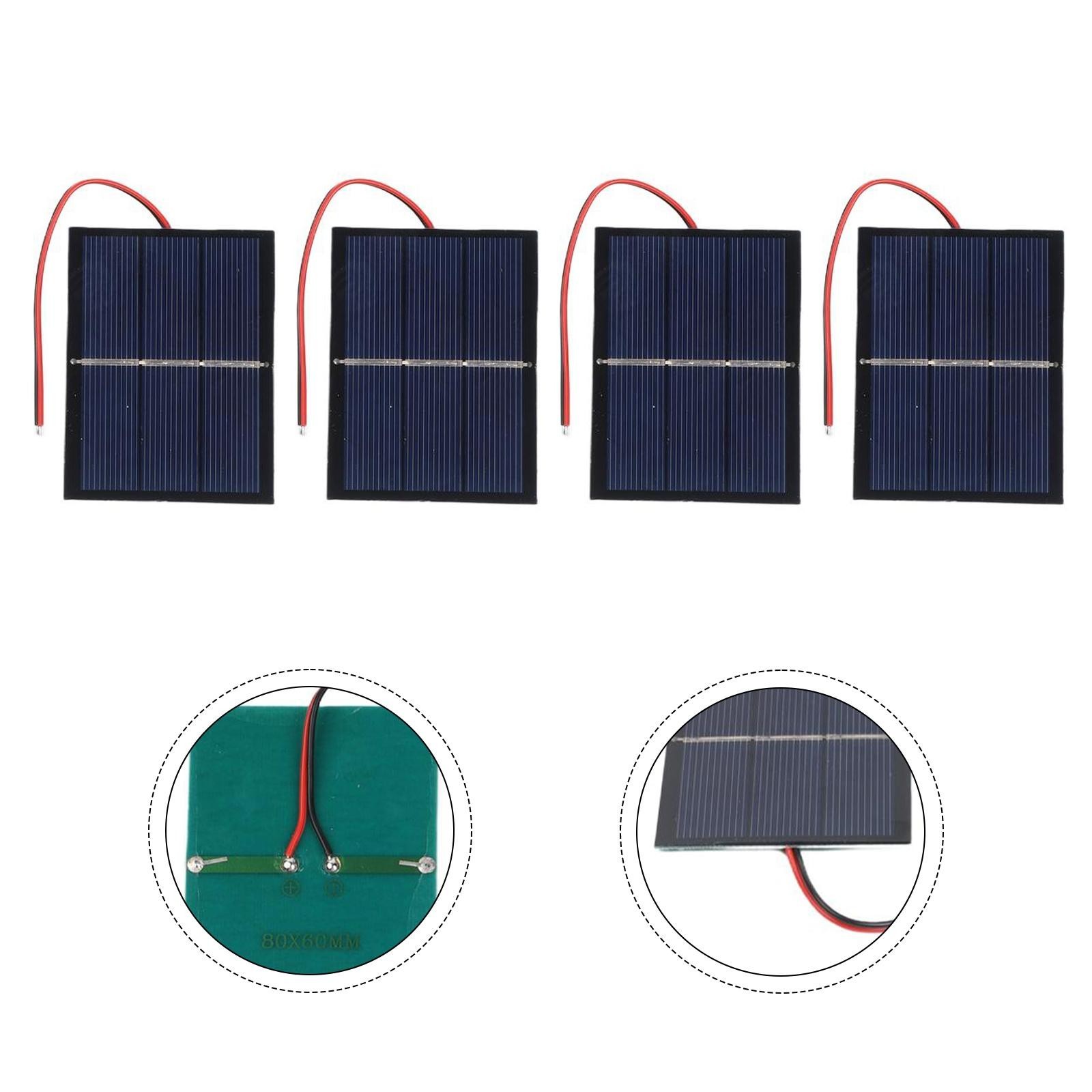 4 Pack 065W 15V Small Solar Panels Wired for Portable Electronics Power 60x80mm