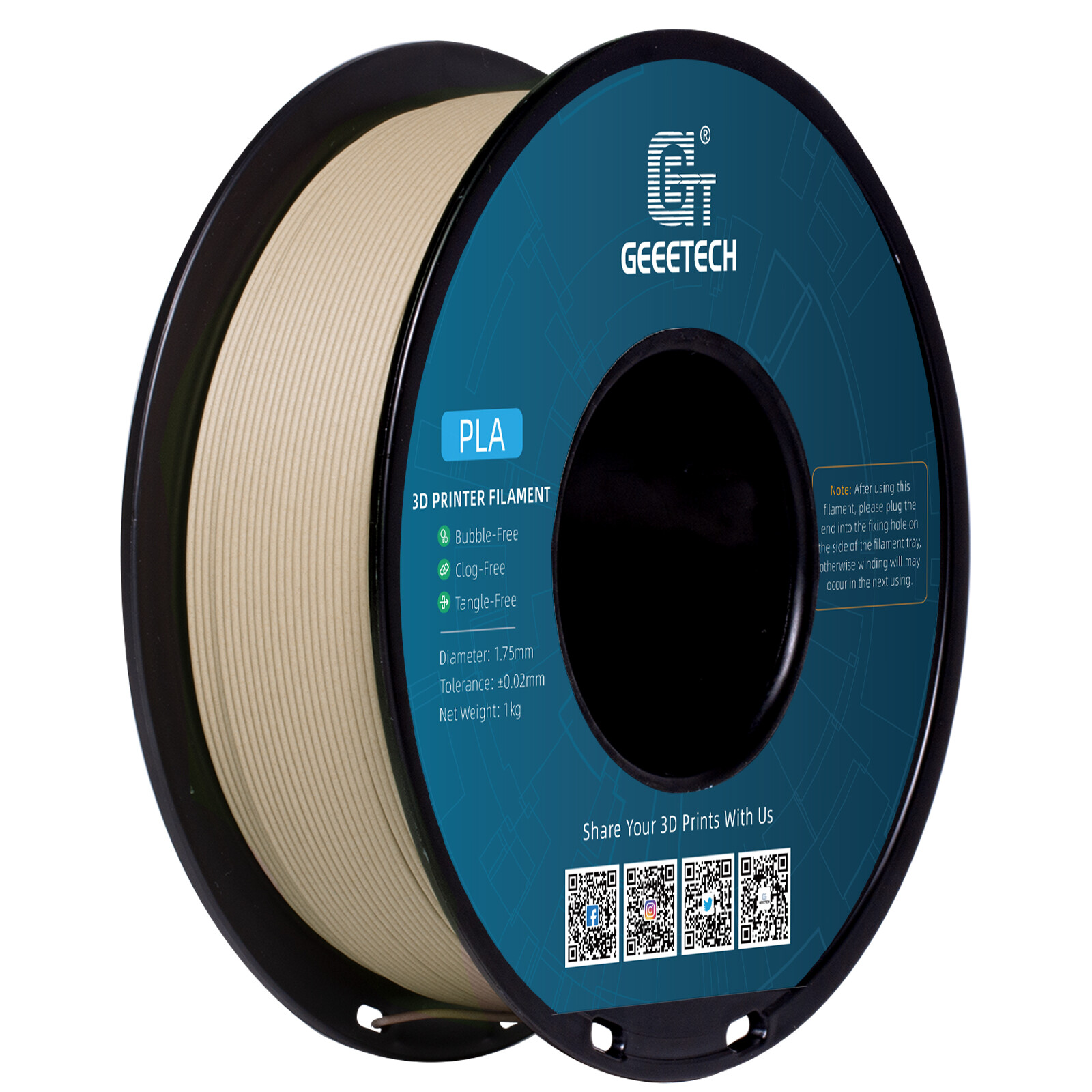 Geeetech 3D Printer Filament Wood Black Walnut PLA 1.75mm 1KG Per Roll New US