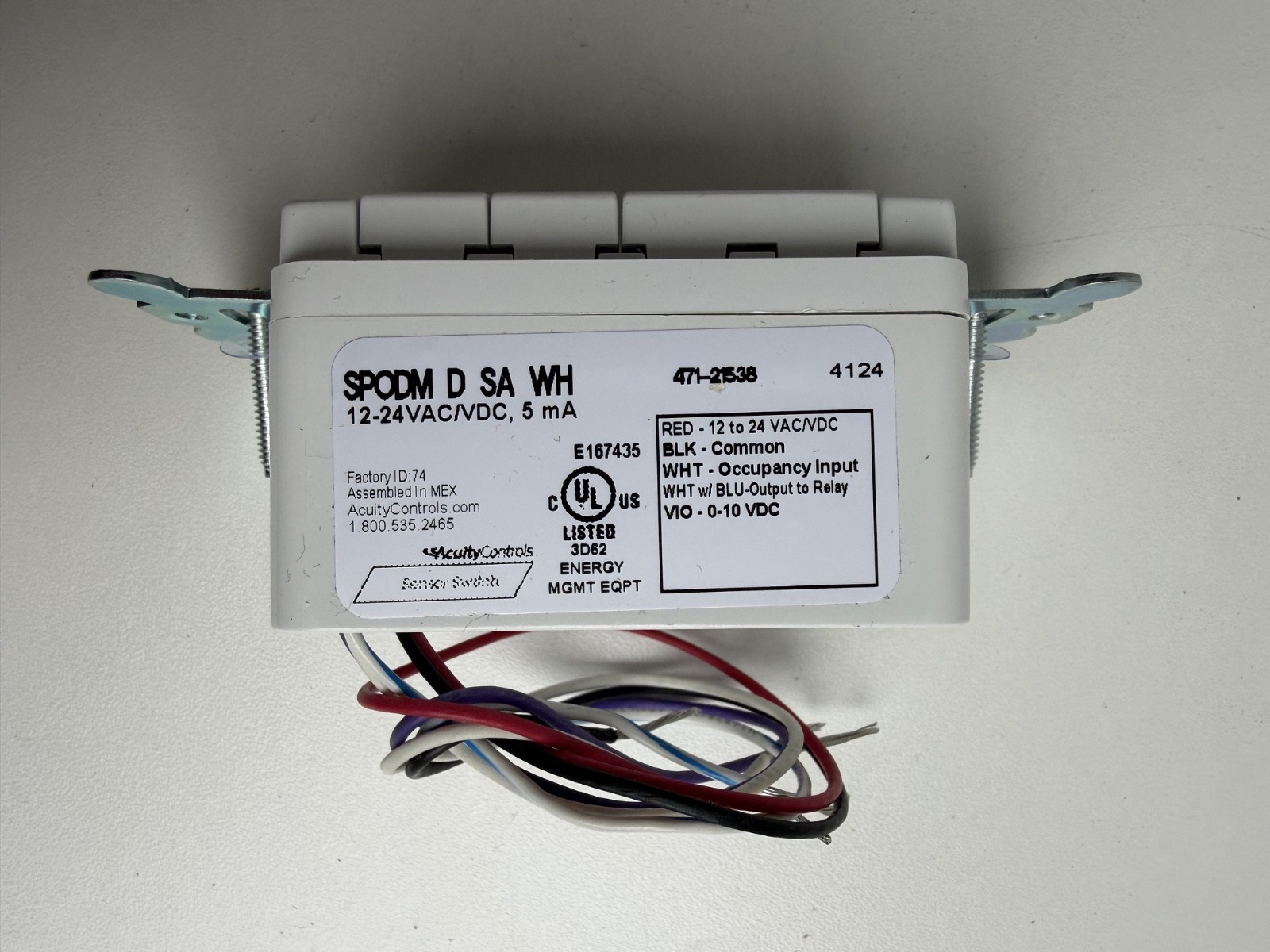 Acuity Control Sensor Switch SPODM D SA WH. Dimming