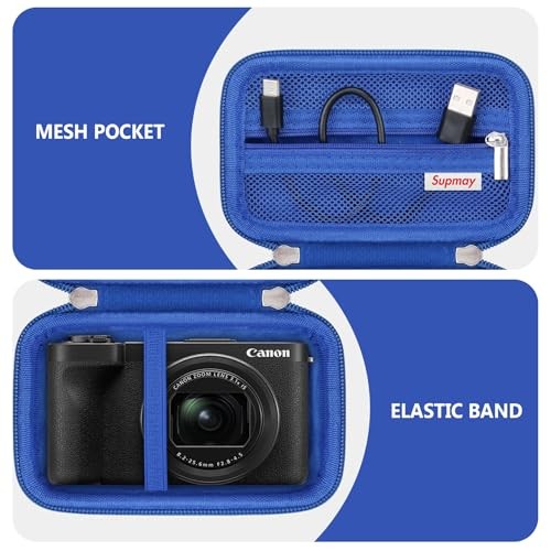 Hard Carrying Case for Canon PowerShot V1 Digital Camera, Storage Holder Blue