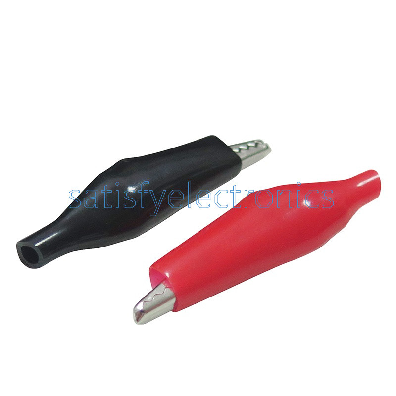 20pcs Black Red Soft Plastic Coated Testing Probe Aligator Clips Crocodile P2001