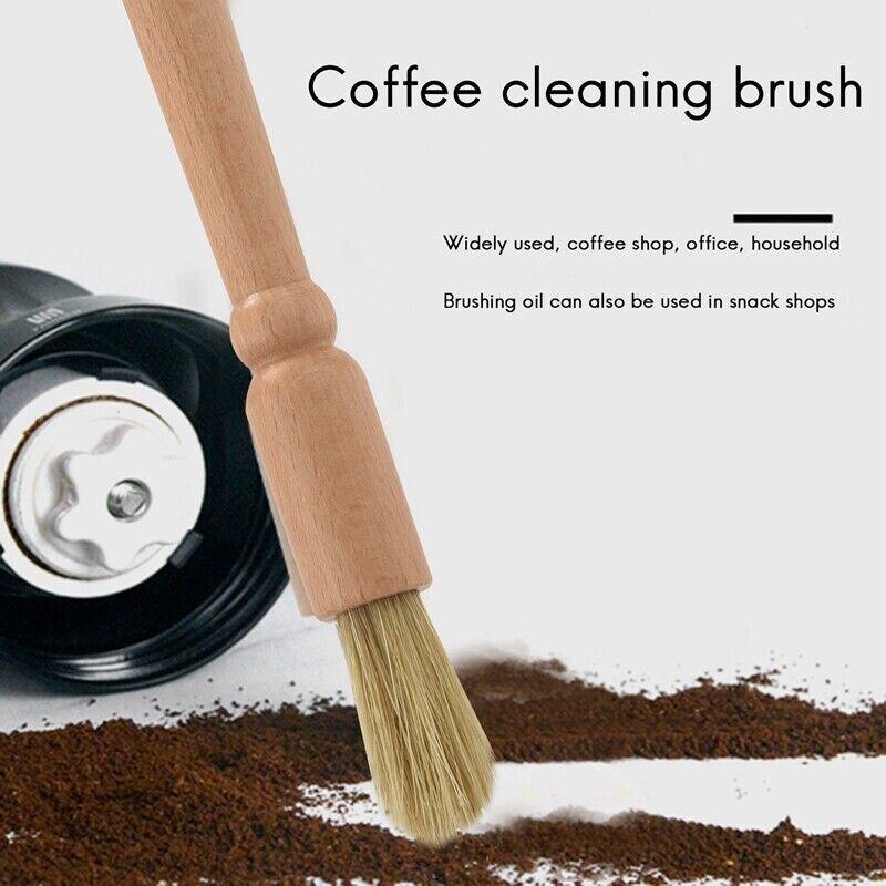 Coffee Grinder Cleaning Brush Cleaning Tool Natural Bristles Rubber Wooden