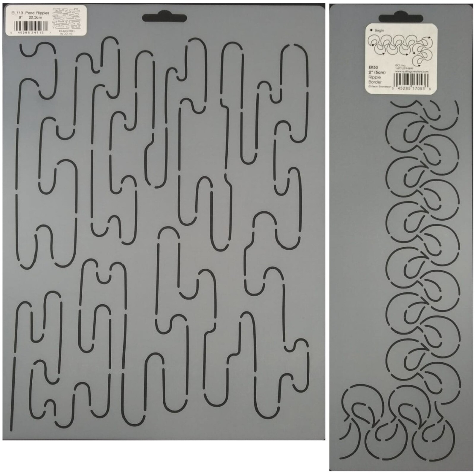 2 Quilting Stencils Pond Ripples & Loop Border Stipple Quilt Pattern Templates