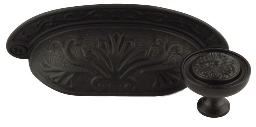 2-1/2" Baroque Scroll Work Cup Pull Oil Rubbed Bronze