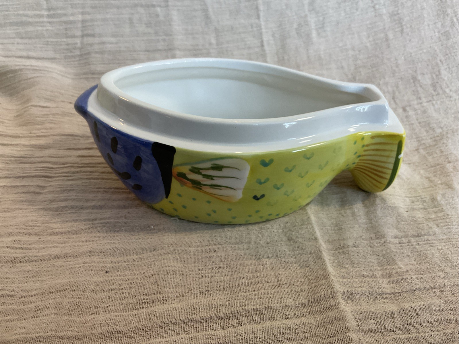 Fish Shaped Studio Nova Trinket Box. Bright & Colorful. Ceramic. Bathroom.