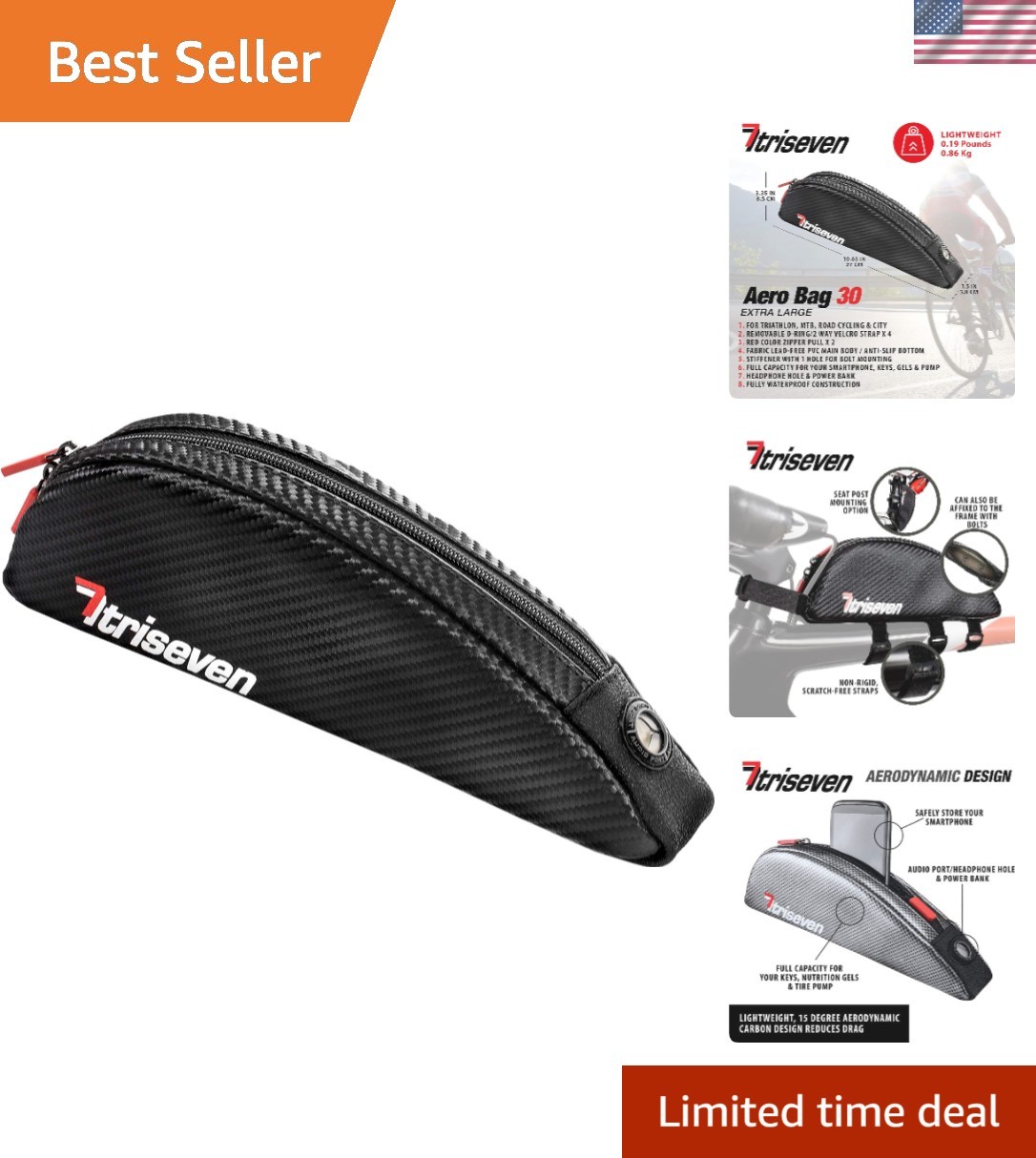 Sophisticated Carbon Bag with Zipper Closure - Perfect for Bikepacking & Touring
