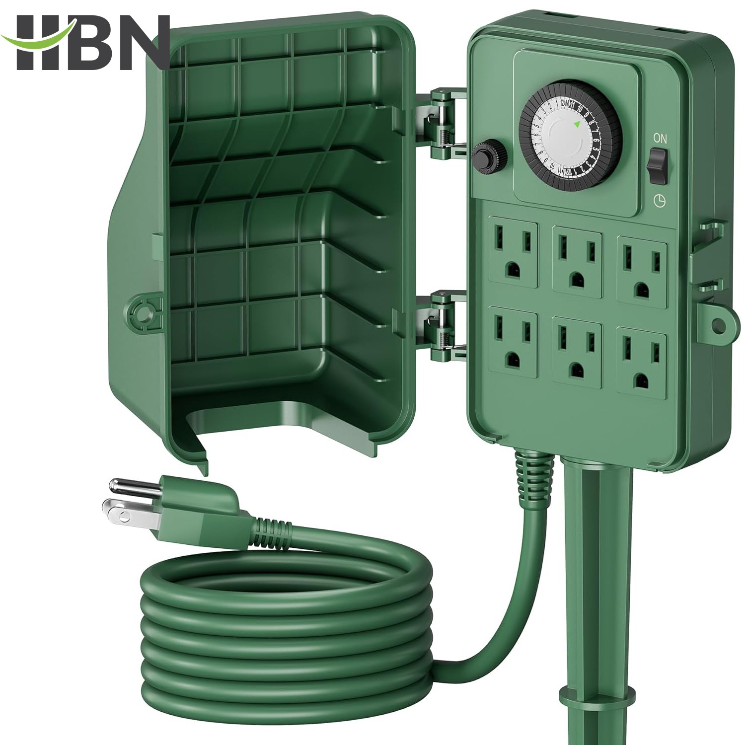 BN-LINK 24 Hour Outdoor Mechanical Timer 6 Outlets Garden Power Stake Waterproof