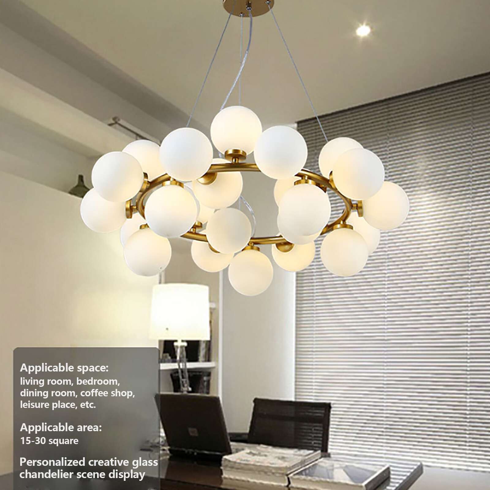 Bubbles Ball Chandelier, Milky White Bubble Ball Ceiling Light Fixture,