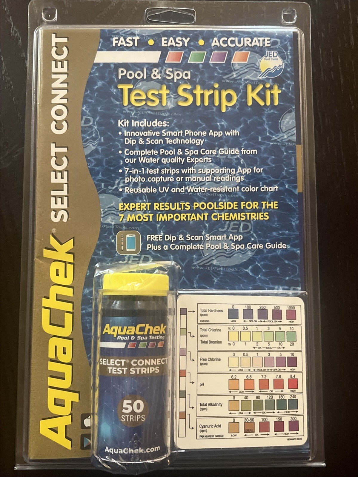 AquaChek Select Connect Complete Pool & Spa Maintenance Test Kit 7-Way 50 Strips