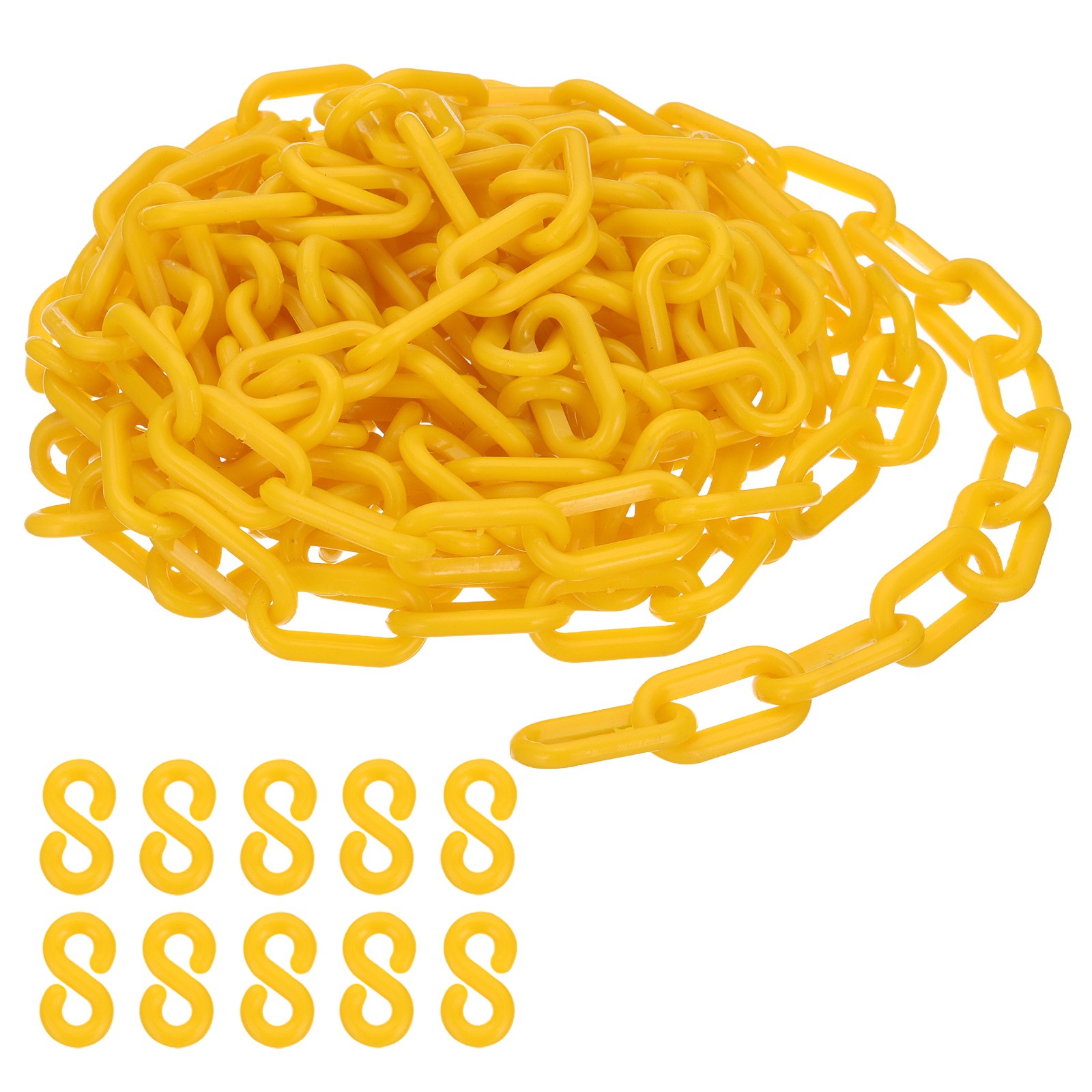 Yellow Plastic Chain, 39 ft 6mm Safety Barrier Chain