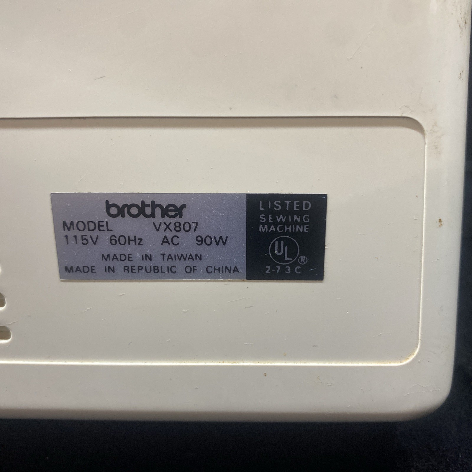 Brother VX-807 Sewing Machine With Box Manual & Foot Pedal