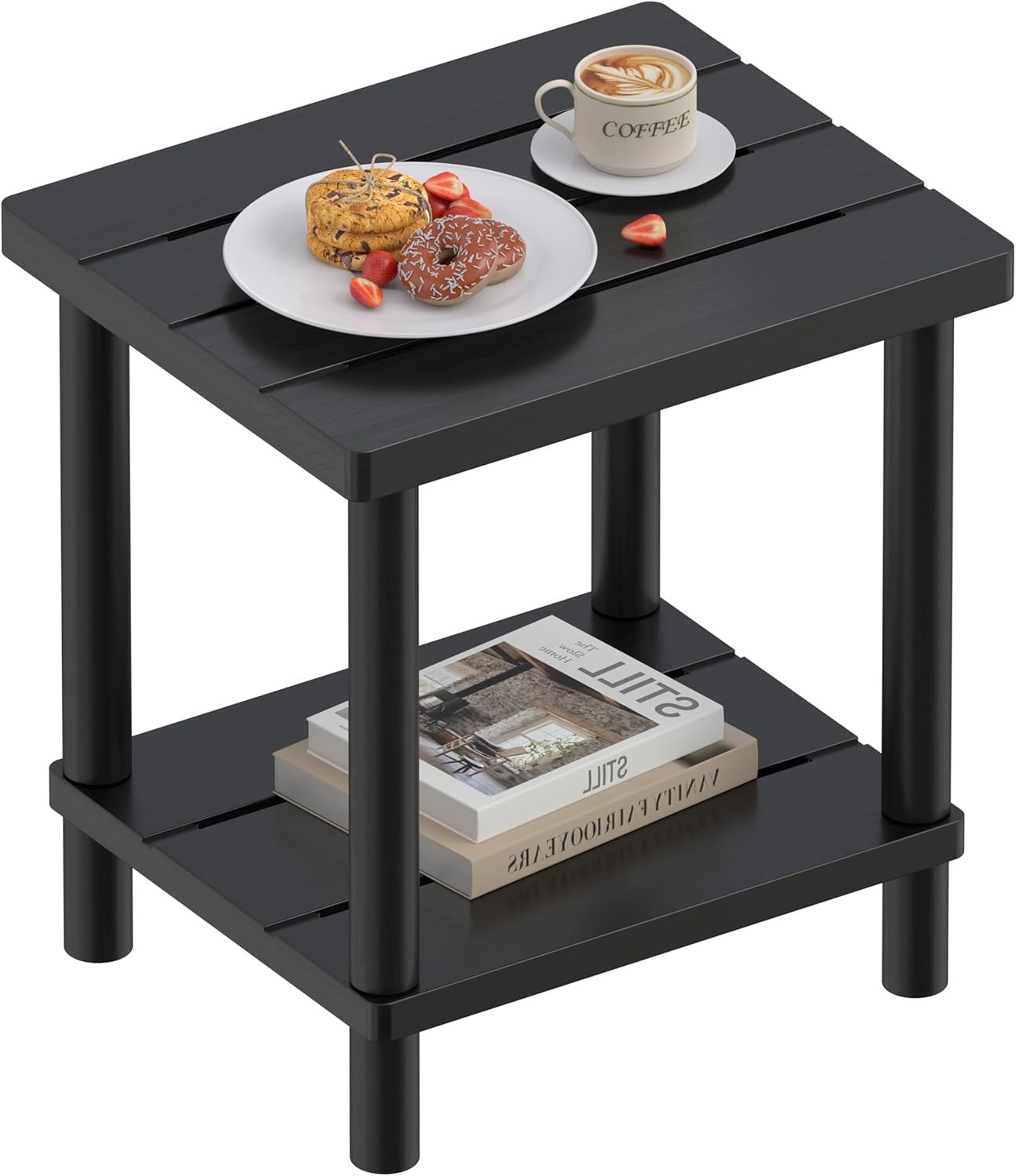 Outdoor Side Table 2-Tier Small Outdoor Table Patio End Table Durable Indoor New
