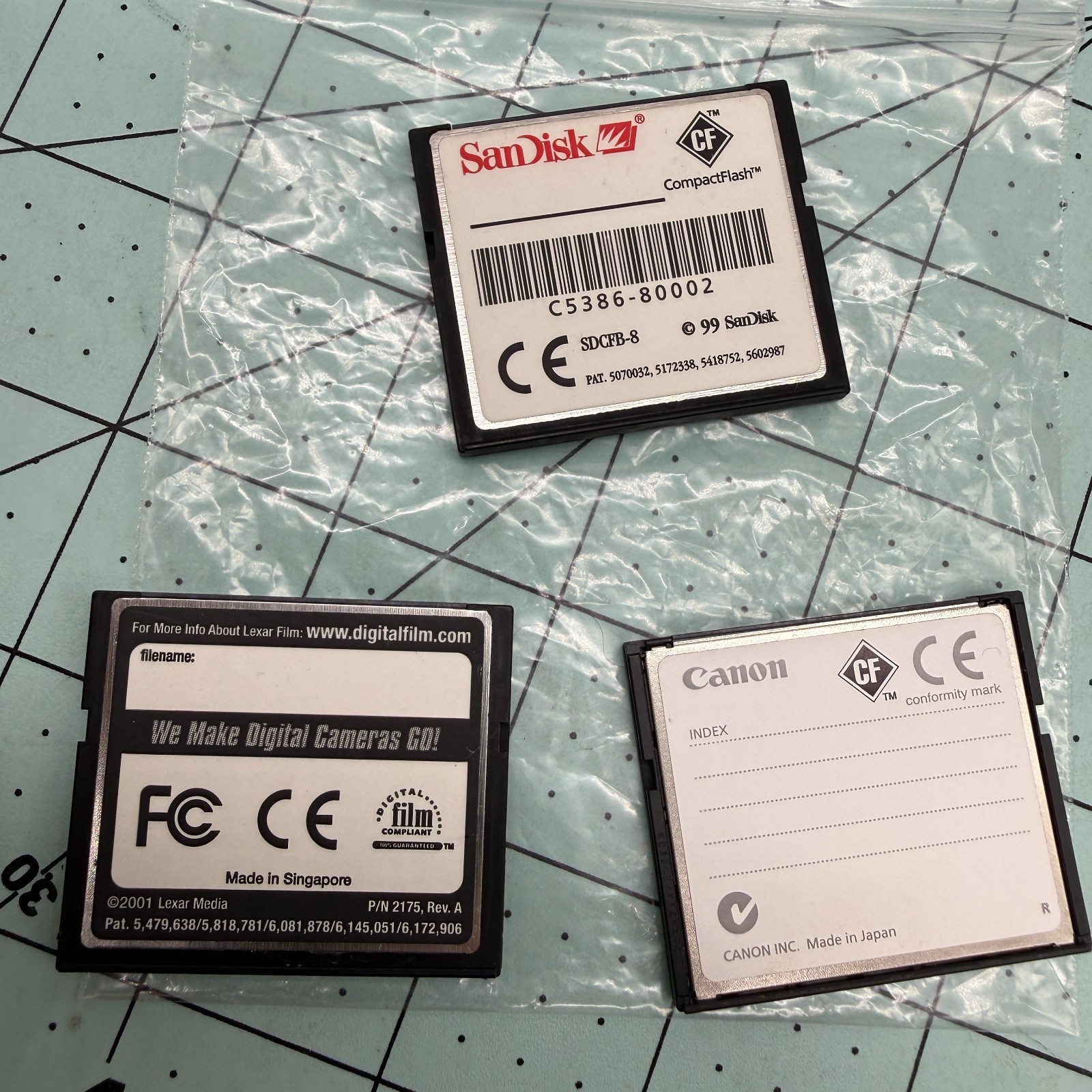 Lot of 3 Used CF Compact Flash Cards. Tested and Working