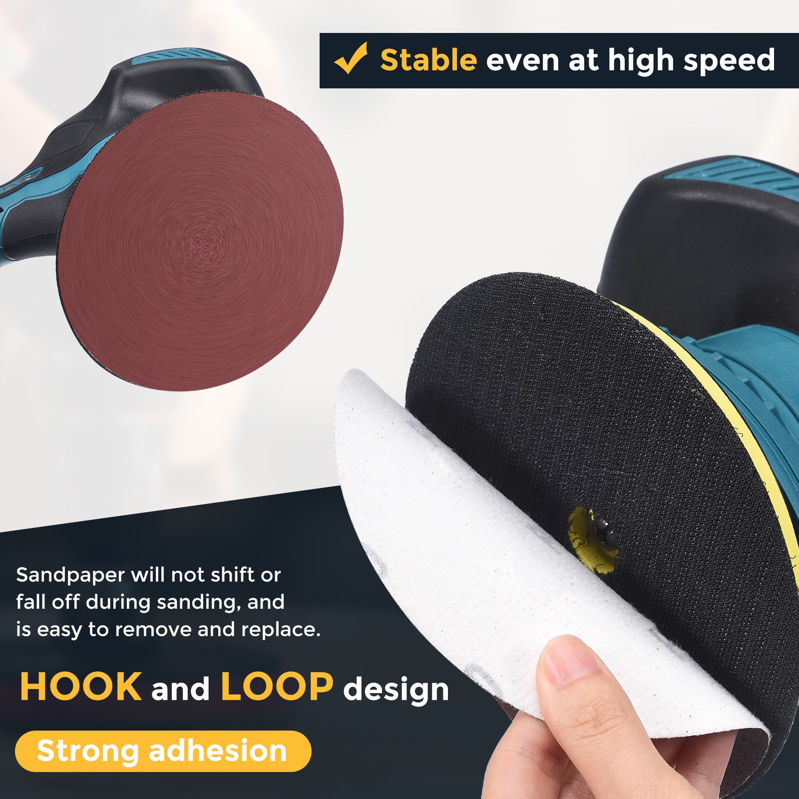 15 Pcs 5 Inch Sanding Disc 100 Grit Hook and Loop Sandpaper
