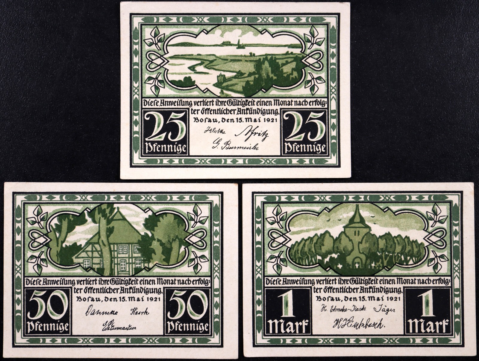 BOSAU 1921 "Church" Complete Series German Notgeld