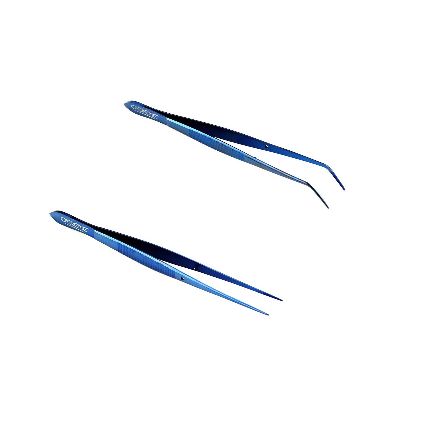 O'Creme Stainless Steel Culinary Tweezer Tongs, Curved & Straight | Precision...