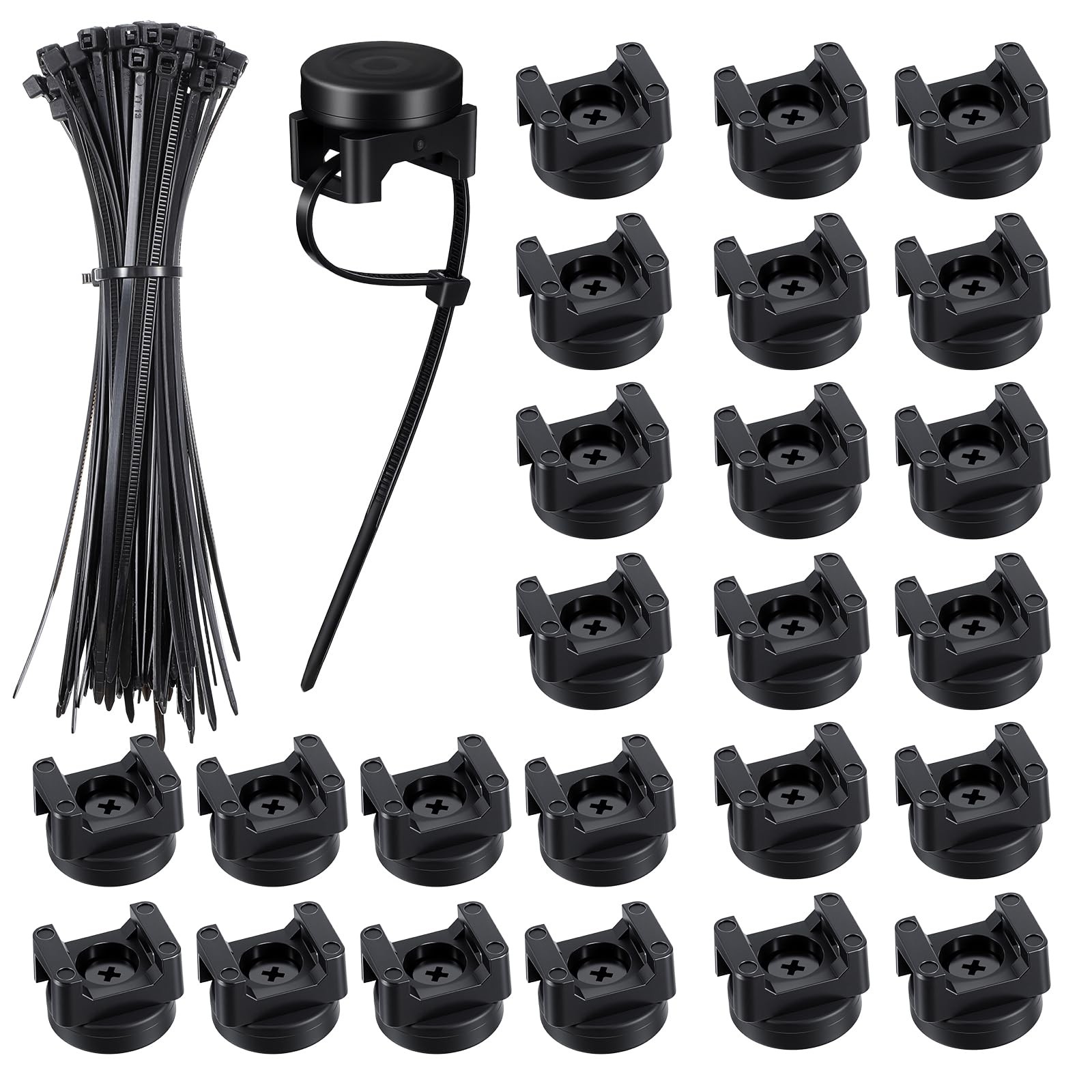 Magnetic Zip Tie Mounts, 24Pcs Magnetic Clips with 100Pcs Magnetics Cable Tie...