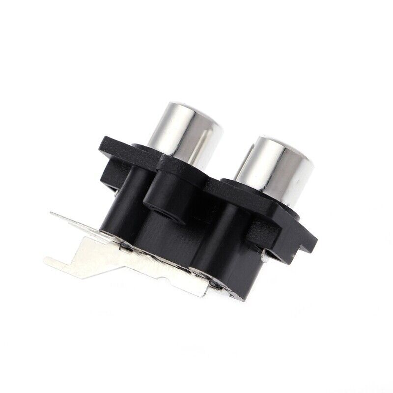 5pcs PCB Panel Mount 2 RCA Socket Female Jack Audio Connector Black 6pins USA