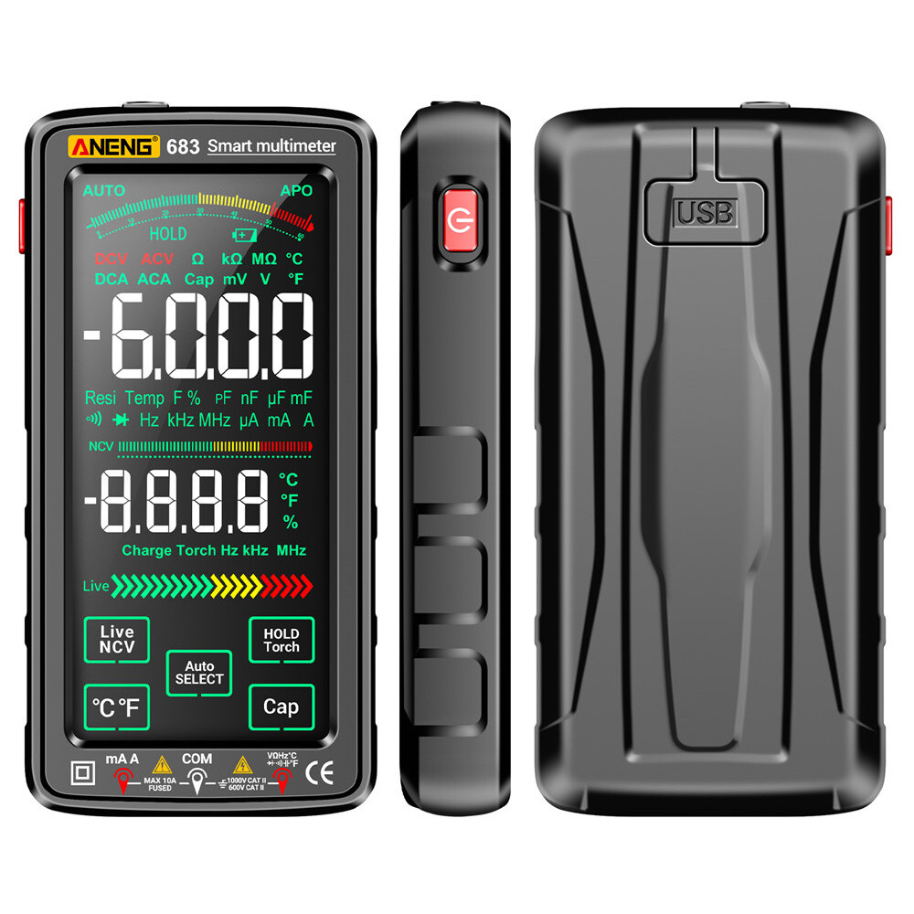 ANENG 683 6000Counts Large Touch Screen Digital Multimeter Burn proof Multimeter