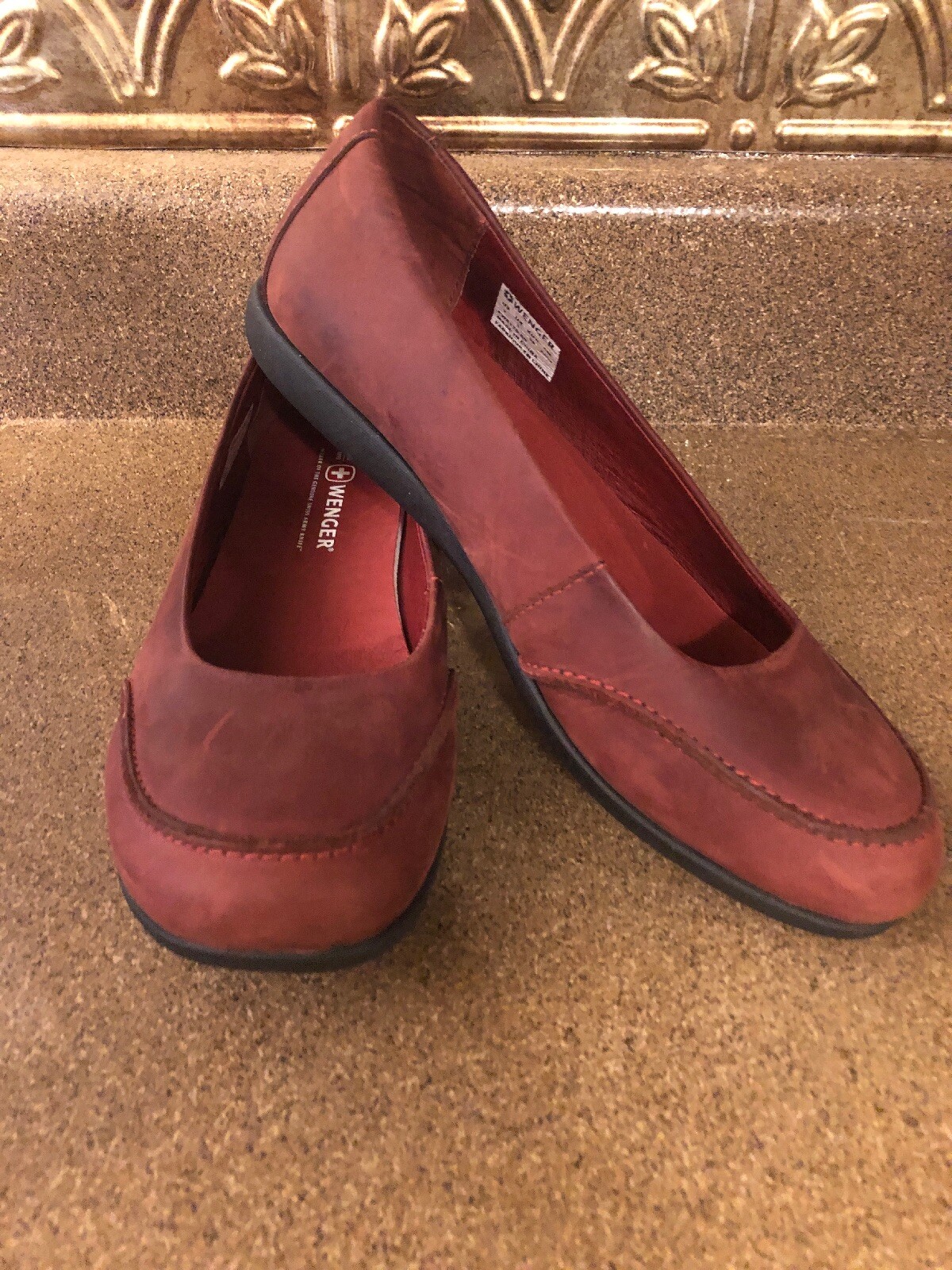 Wenger Womens 7 Mahogany Red Leather Driving Flats ~Nice!