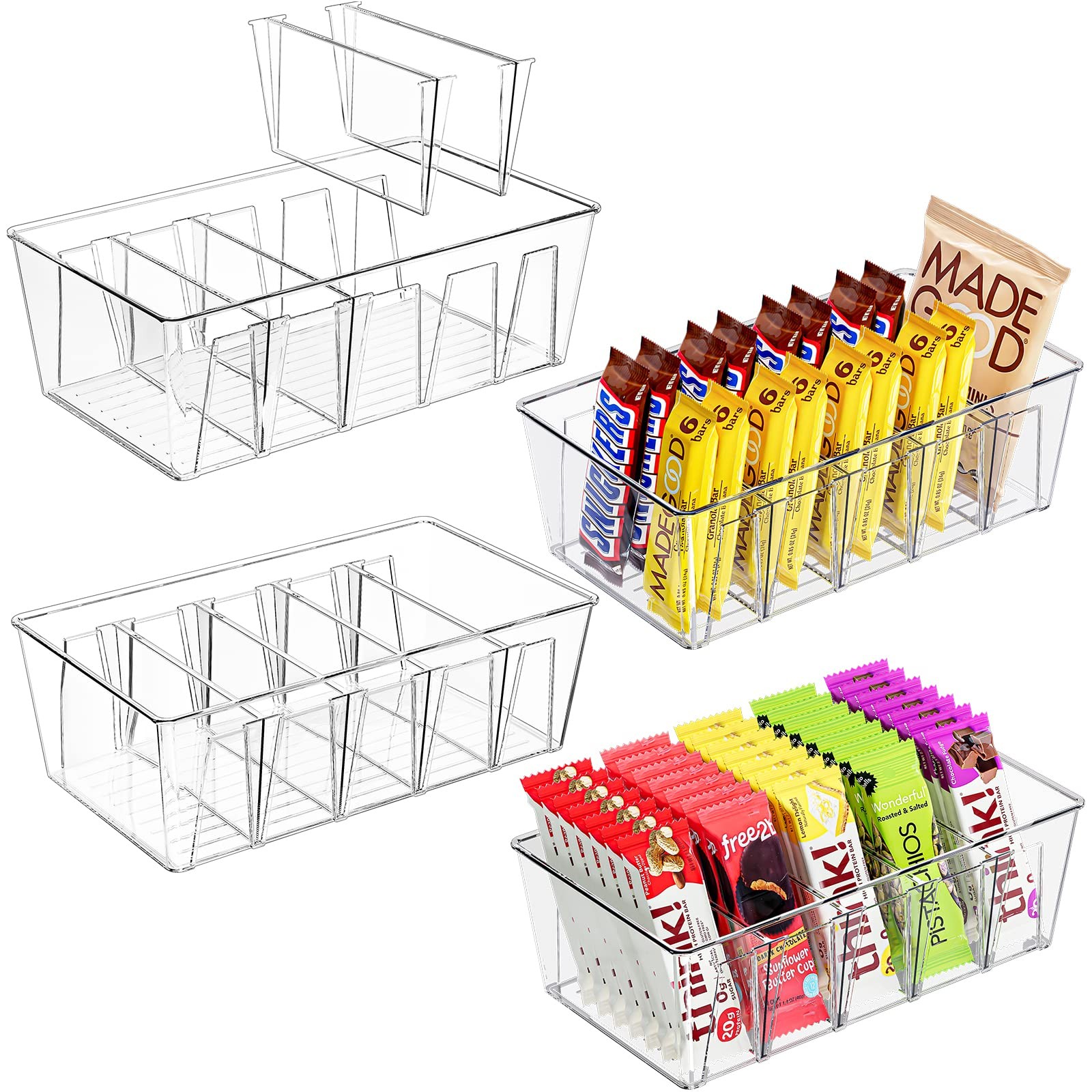 4 Pack Pantry Organization and Storage Bins for Kitchen Fridge Countertop Cab...