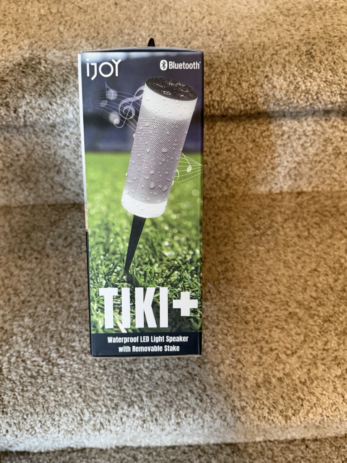 iJoy TIKI+ Bluetooth Waterproof LED Lighting Portable Speaker, White, Stake