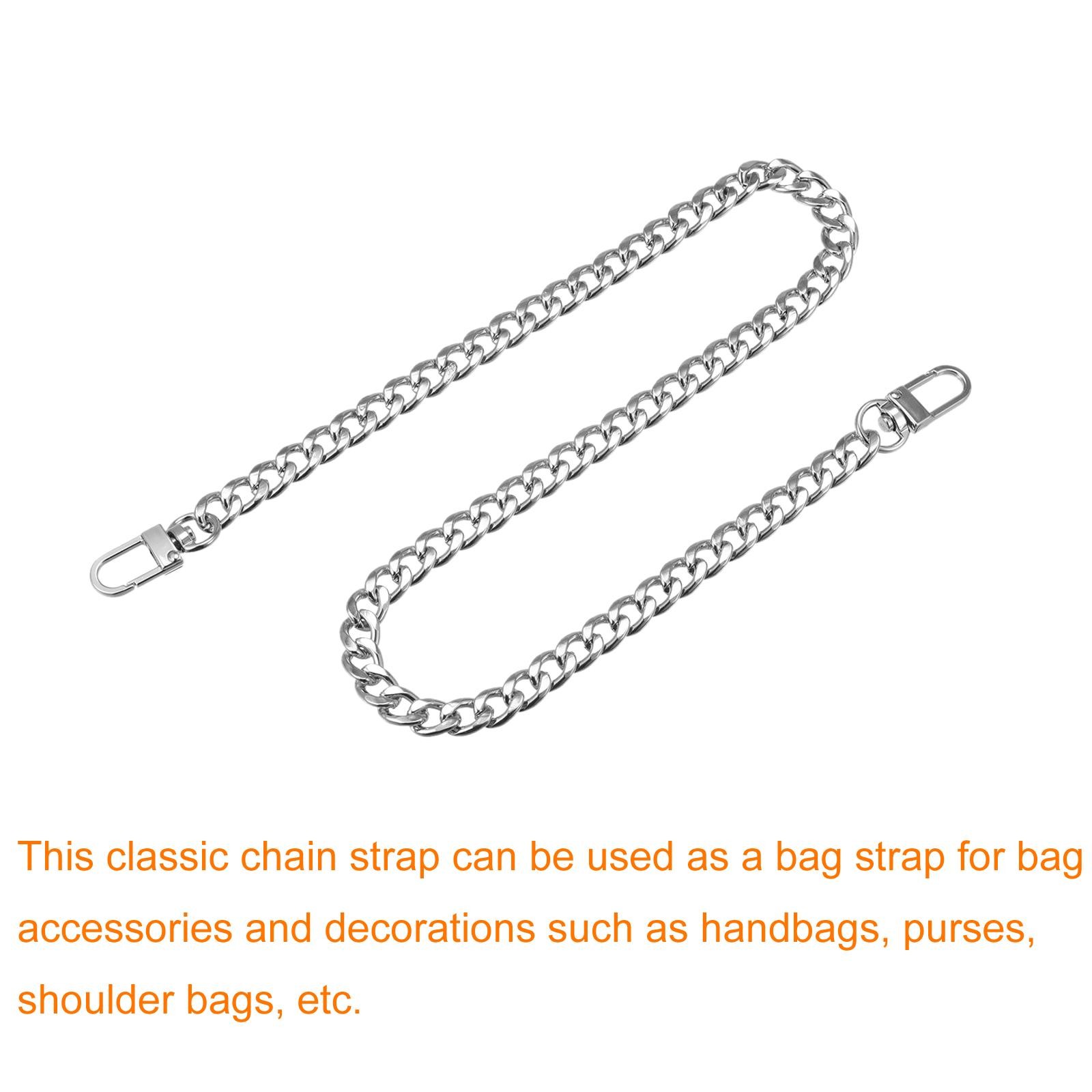 Iron Flat Chain Strap 24" Handbag Chains Purse Straps DIY Replacement Silver