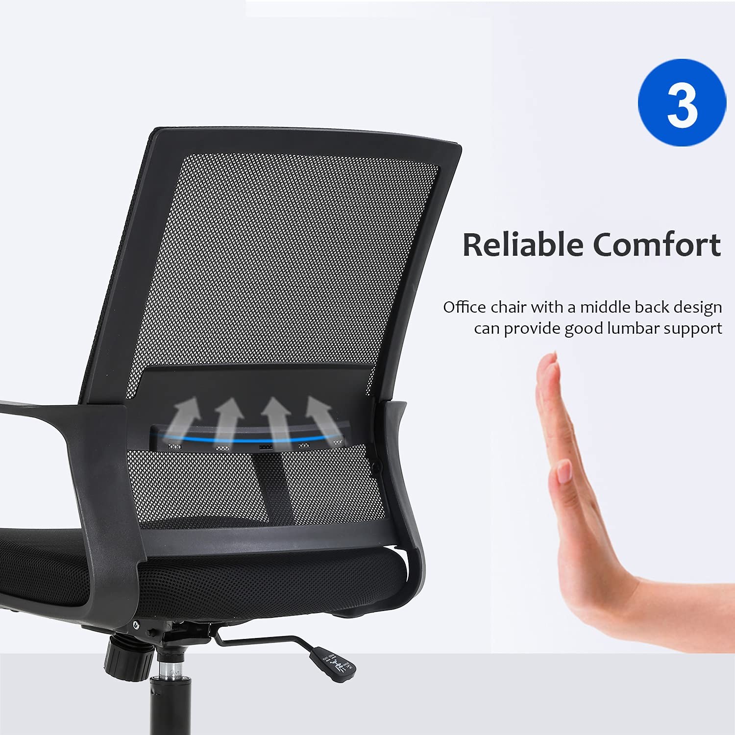 Ergonomic Office Chair Mid Back Mesh with Armrests