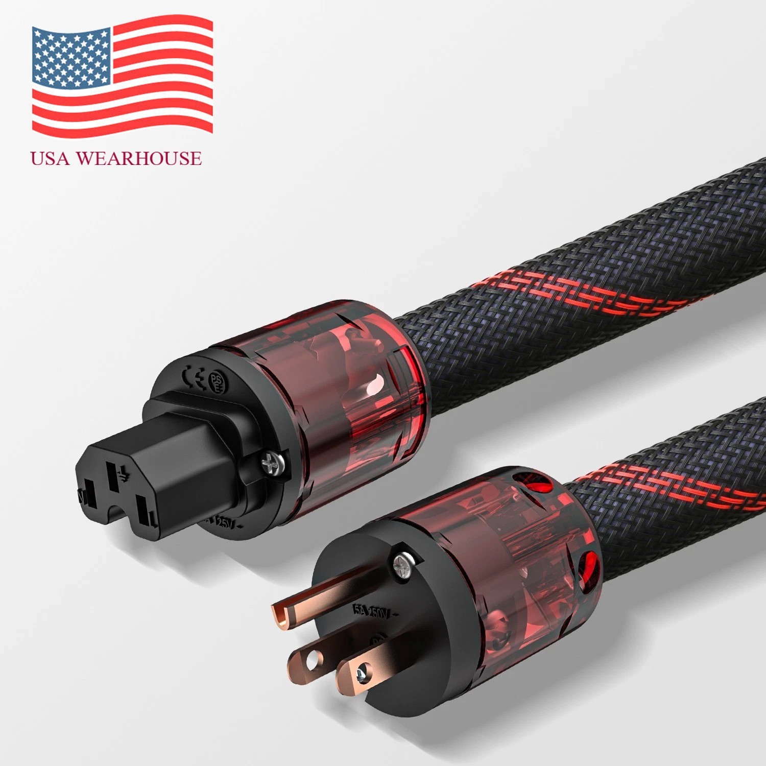 Hifi Audio OFC Power Cable Gold Plated US IEC C13 Plug for AMP CD Player P046