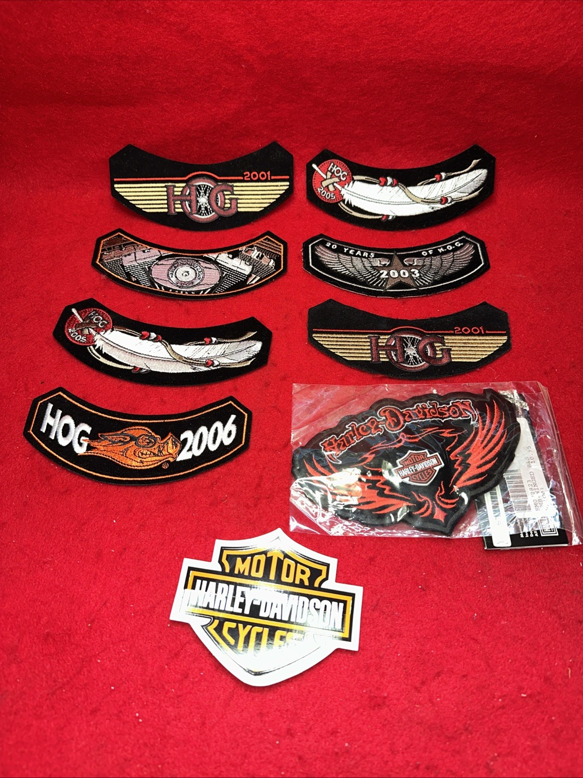 Lot Of Harley Davidson HOG Patch 2001, 03, 05, 06, & 07 + HD Patch + Sticker