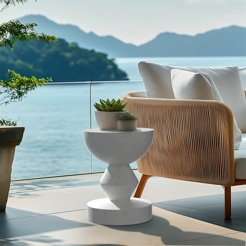 Concrete Side Table Modern End Table Compact Accent Table Indoor and Outdoor Use