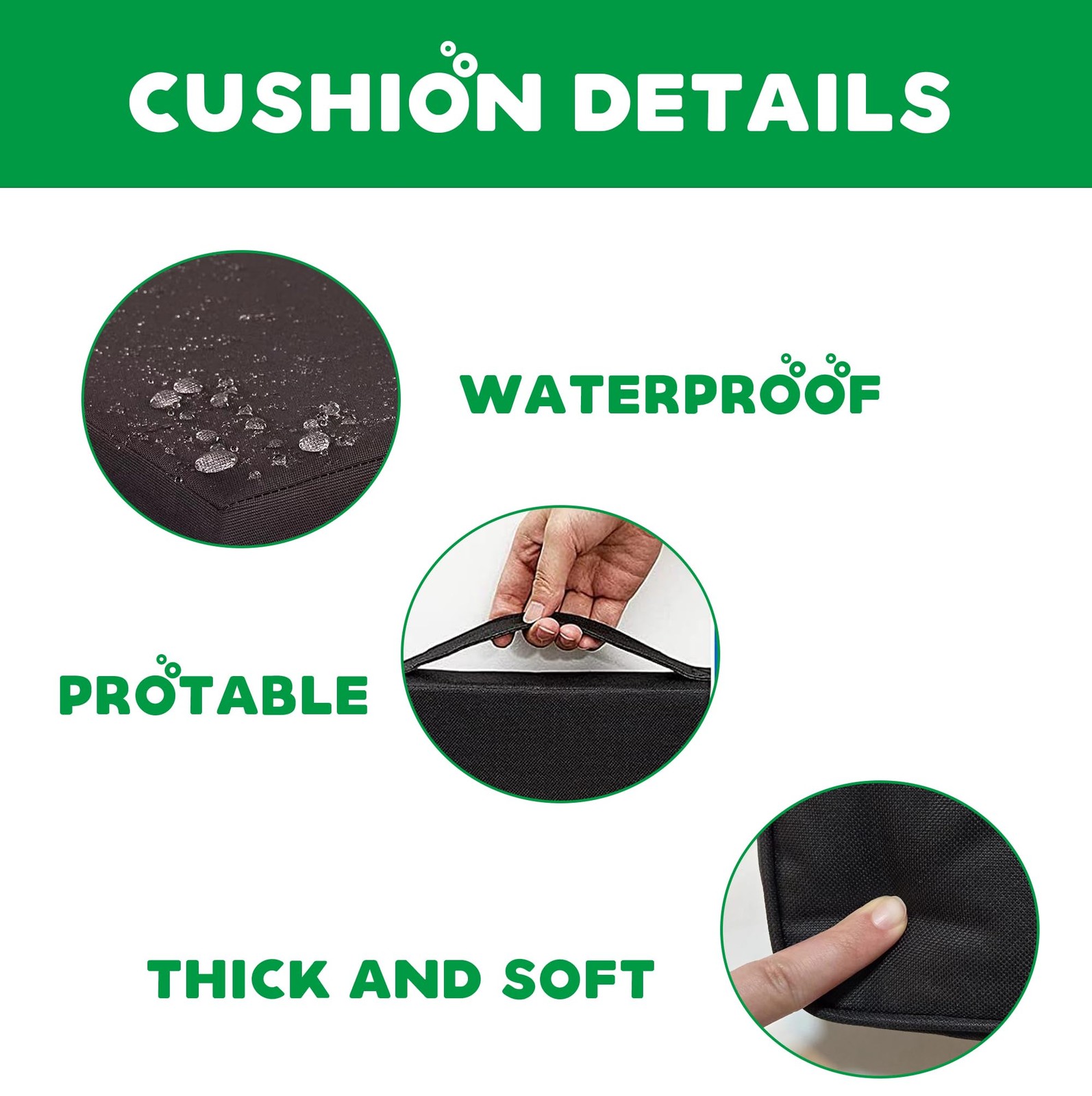 2 Piece Black Stadium Cushions, Waterproof Outdoor bleacher seat Cushions, Ka...