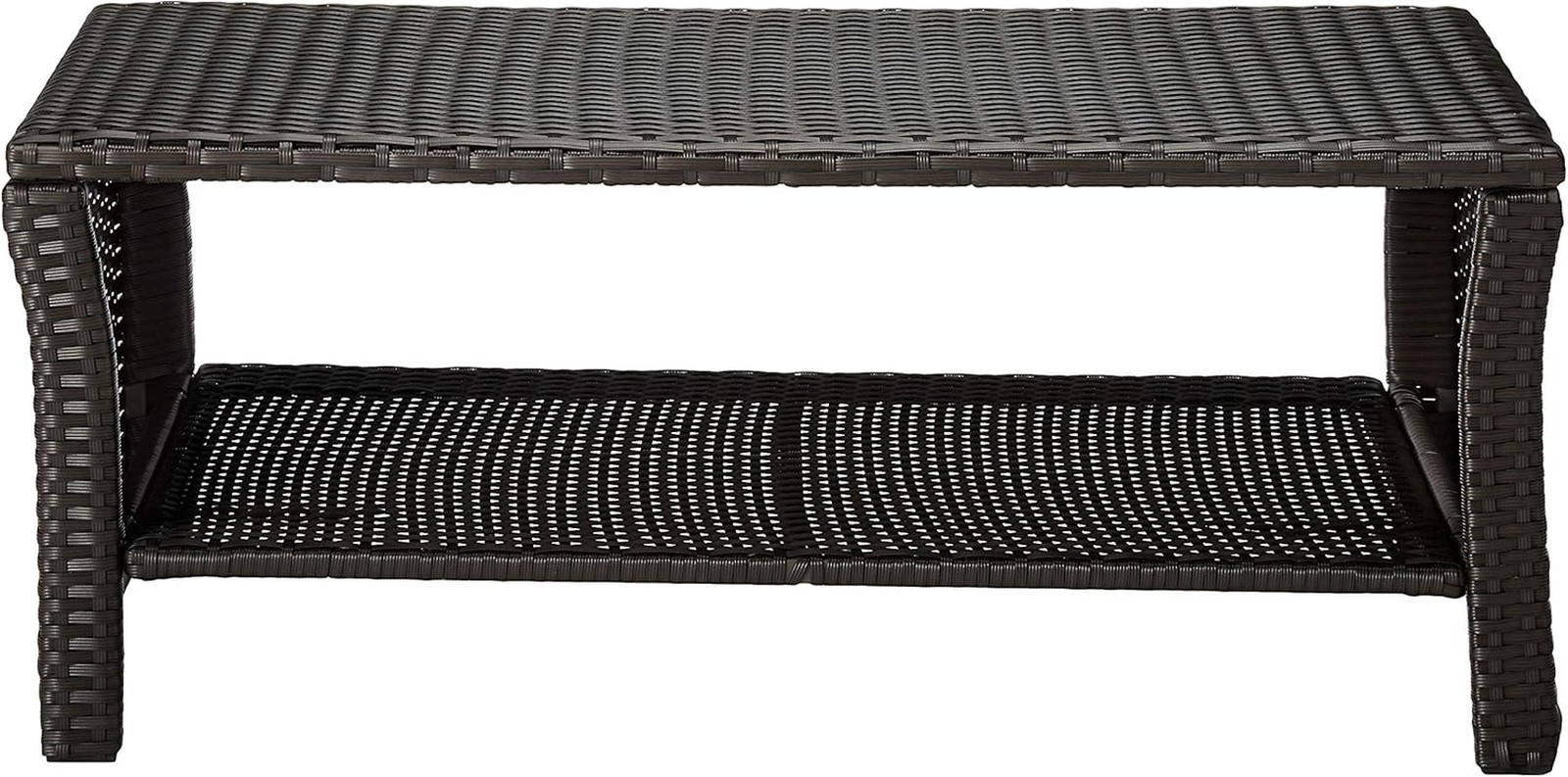 Justin Outdoor Wicker Coffee Table, Brown, Black
