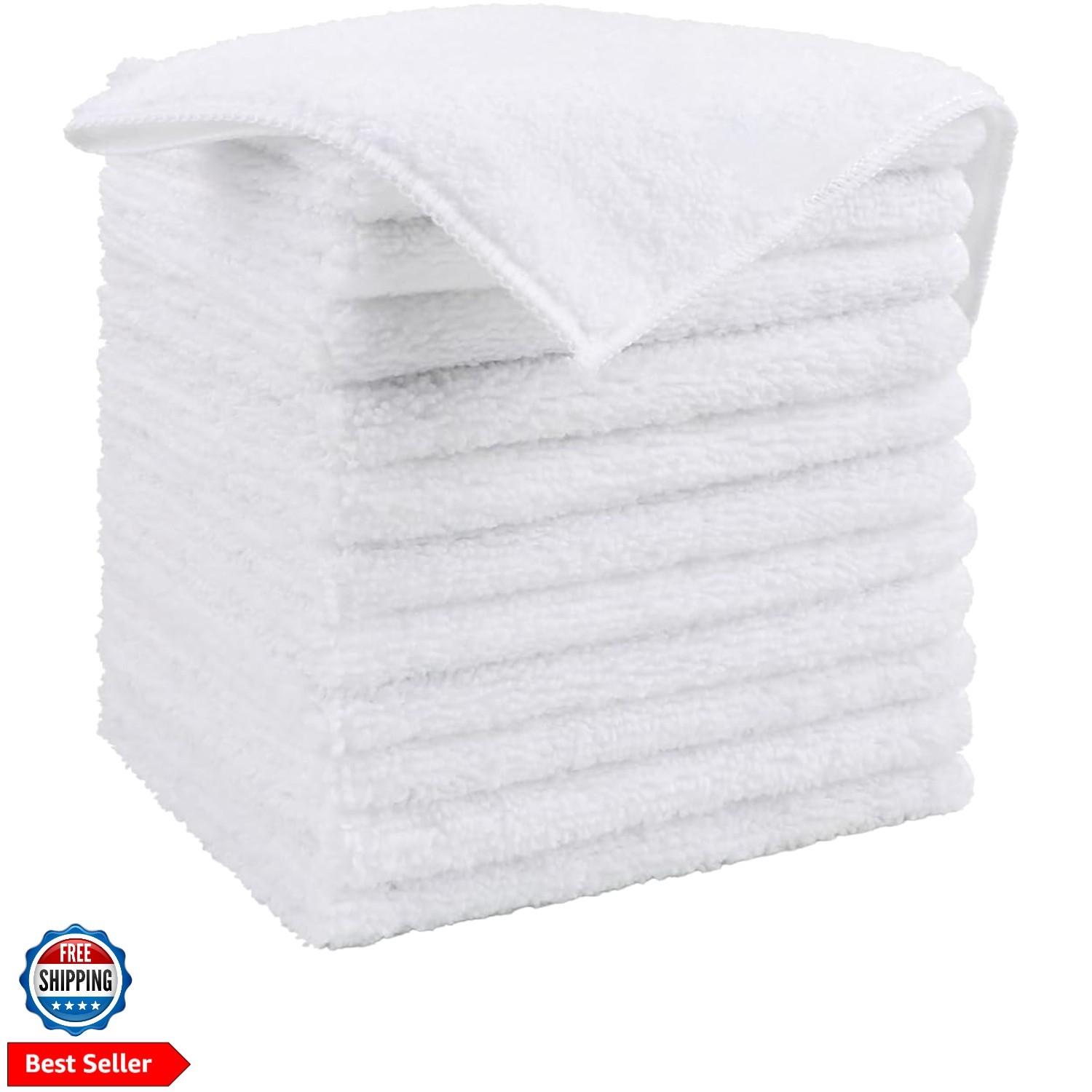 White Microfiber Cleaning Cloth, 12 Pack  Microfiber Towels for Cars, Lint Fr...