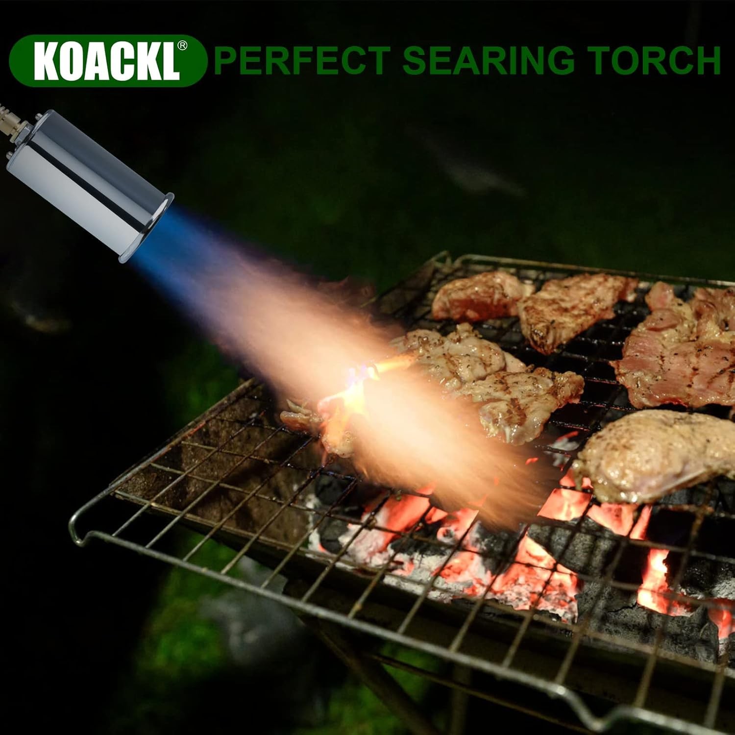 Powerful Propane Torch Head, Campfire Starter, Charcoal Medium, Green